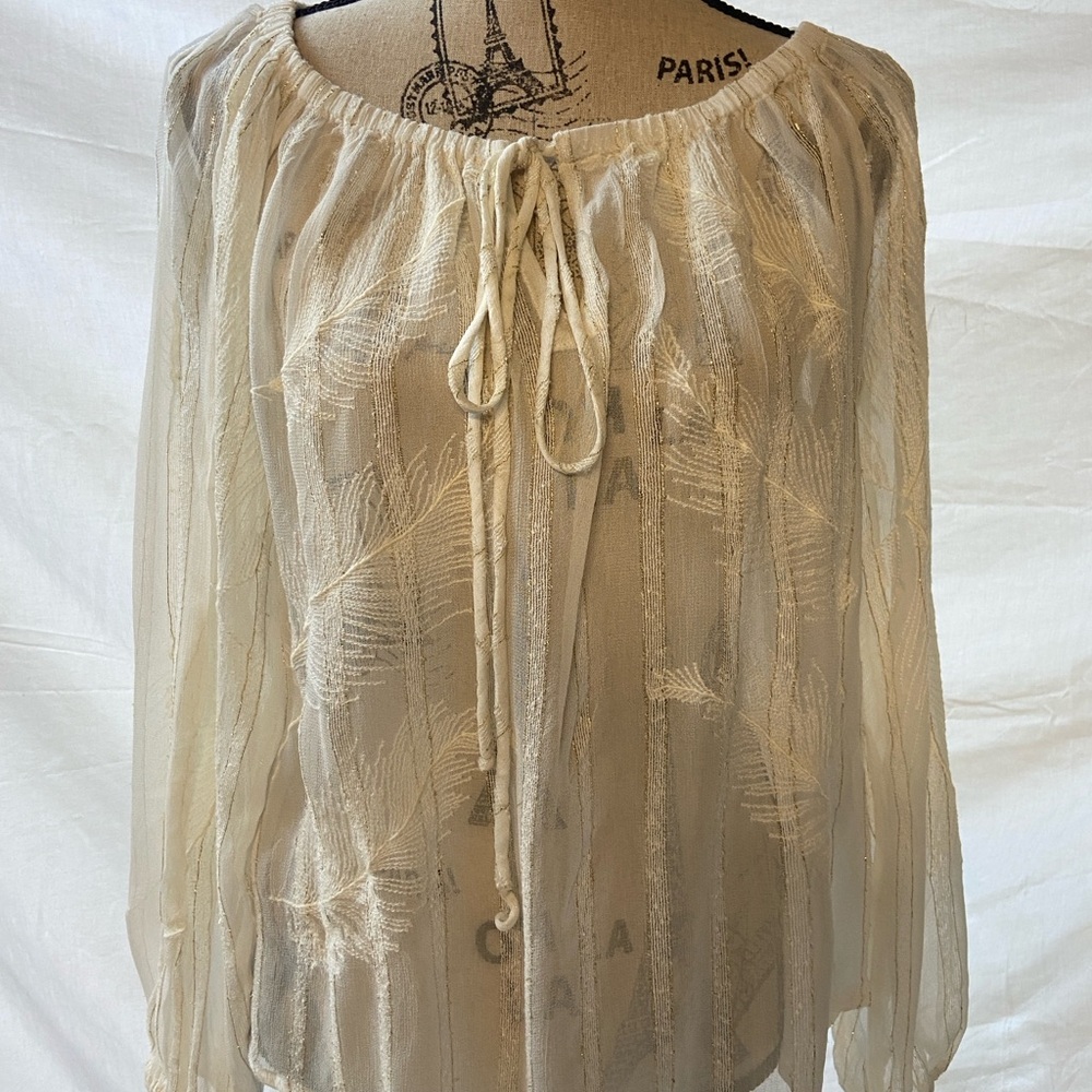 Lovestitch Cream Sheer Tunic Top